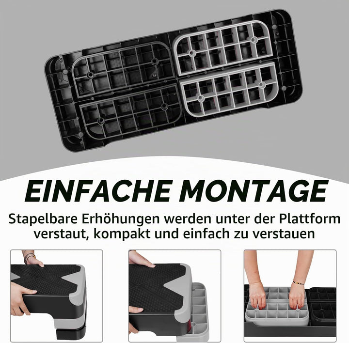 Aerobic Steppbrett Höhenverstellbar Stepper mit 3 Stufen 10/15/20cm, rutschfest Fitness Step-Bench f