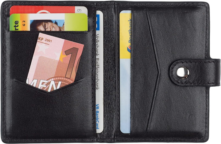 HANS/SON Echtlederhülle iPhone 13 Pro Max Inkl. Magnetischem Kreditkartenwallet (Schwarz), Schwarz