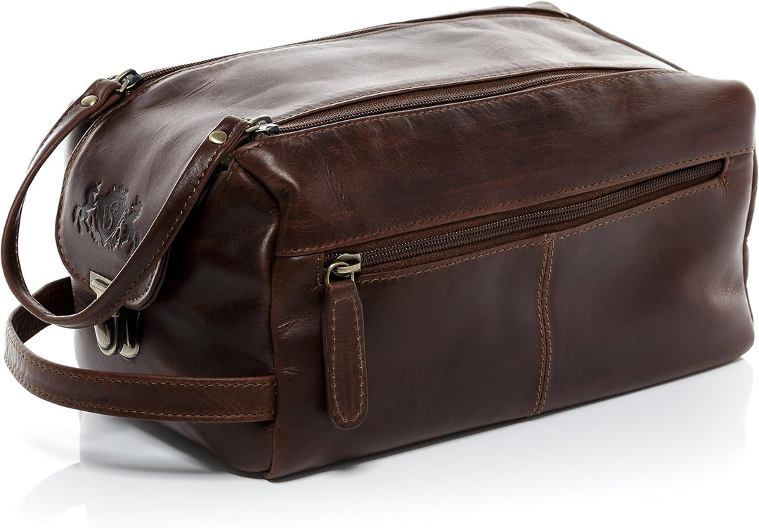 SID & VAIN Kulturtasche Herren Bristol aus Premium Leder I Waschtasche XL gross für Herren und Damen