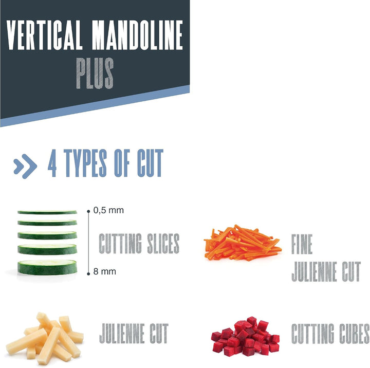 Lacor 60860 – Vertikale Mandoline Plus, Edelstahlklinge, BPA-frei,...