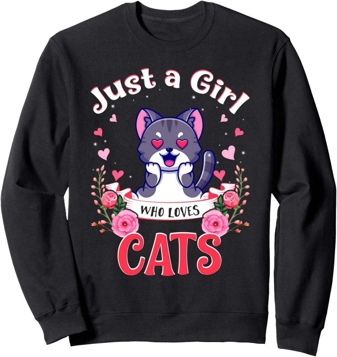 Mädchen, das Katzen liebt, Katzengeschenke für Sweatshirt