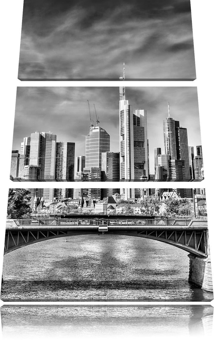 Pixxprint Skyline von Frankfurt am Main als Leinwandbild/Grösse: 3 Teilig (120x80) cm/Wandbild/Kunst