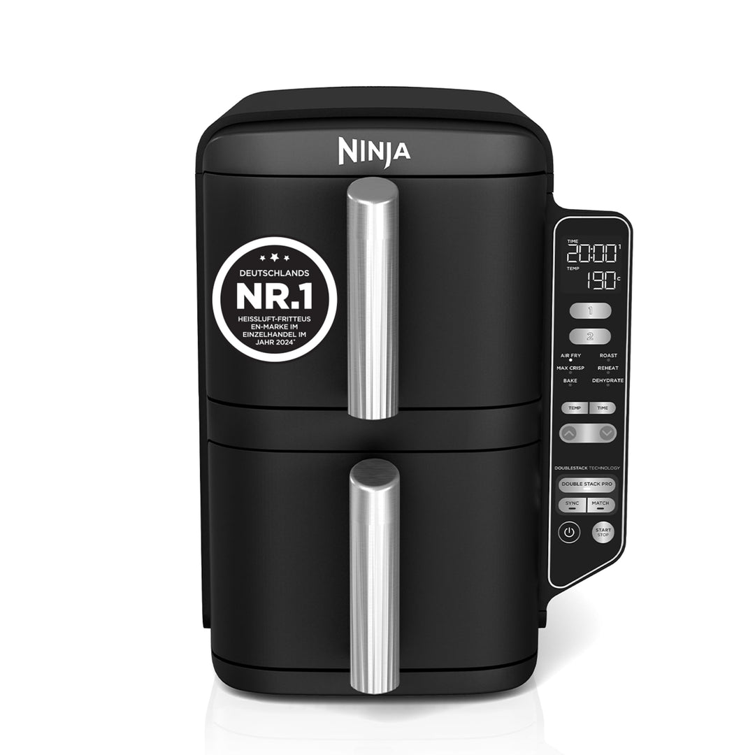 Ninja Double Stack Heissluftfritteuse, 7,6 L Airfryer, Doppelkorb-Heissluftfritteuse mit 4 Kochstufe