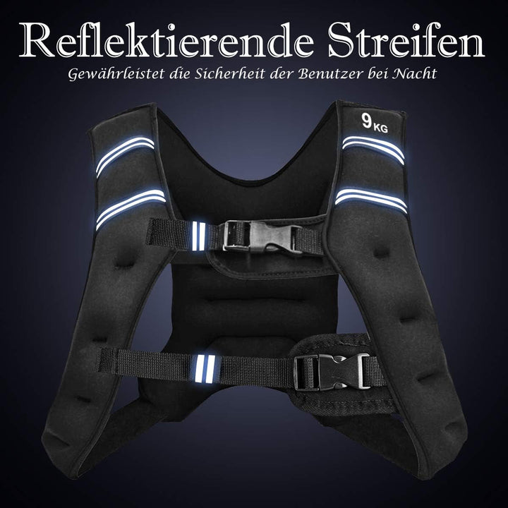 COSTWAY Gewichtsweste, Trainingsweste mit Reflexstreifen und Verstell-Riemen, Fitnessweste für Kraft