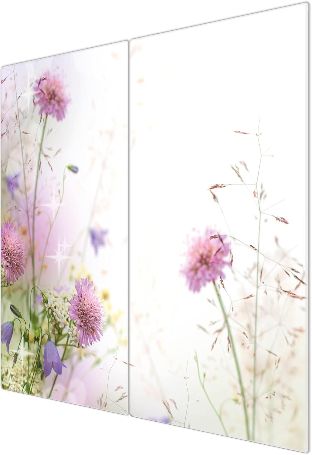 banjado® Herdabdeckplatte Glas 2-teilig je 30x52 cm/Schneidebrett Herdabdeckung mit Motiv Glitzernde