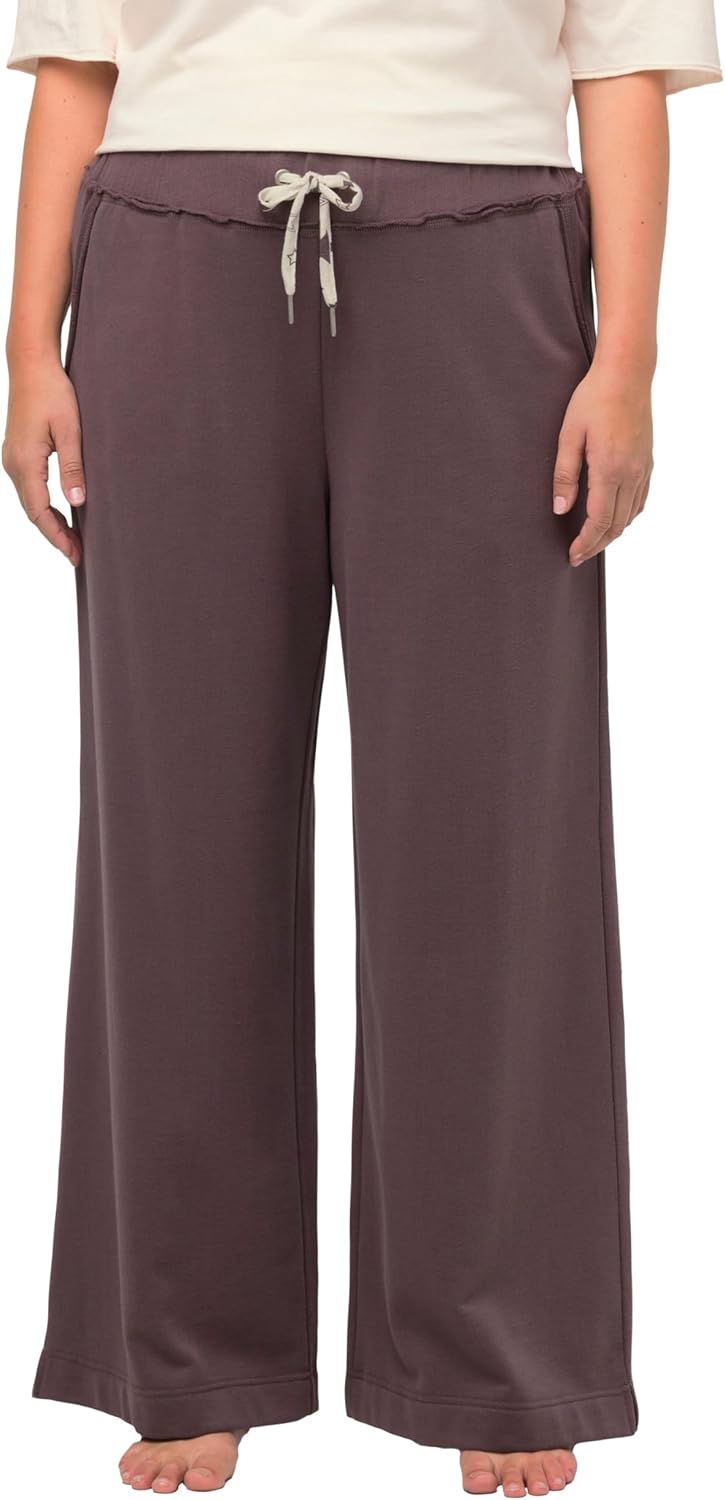 Ulla Popken Damen Cosy Loungewear Wide Pants Jogginghosen 46-48 Dunkles Taupe, 46-48 Dunkles Taupe