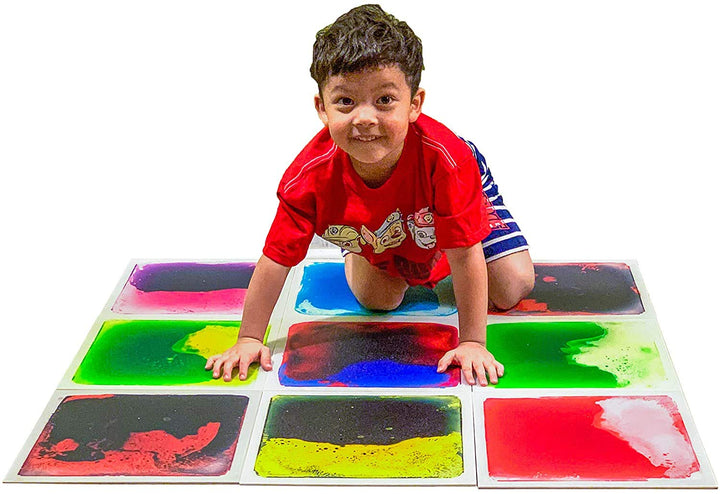 Art3d 9 Stück Flüssige Sensorische Bodenfliesen für Kinder Kleinkinder Jugendliche Spielzimmer Tanzf