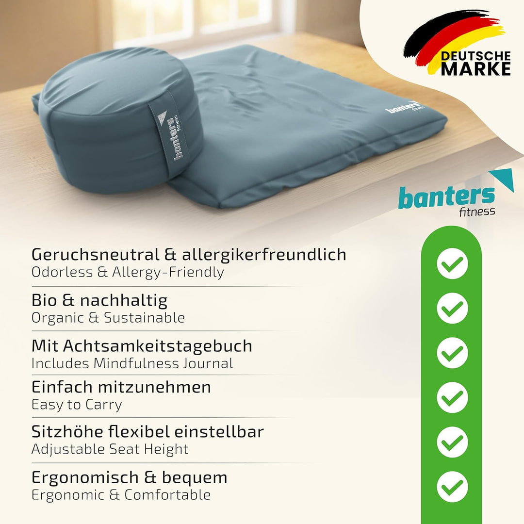 Banters Zabuton Meditationsmatte, 80x80x6 cm, Baumwolle, waschbar, 1,8 kg | Bezug 100% Baumwolle, Ba