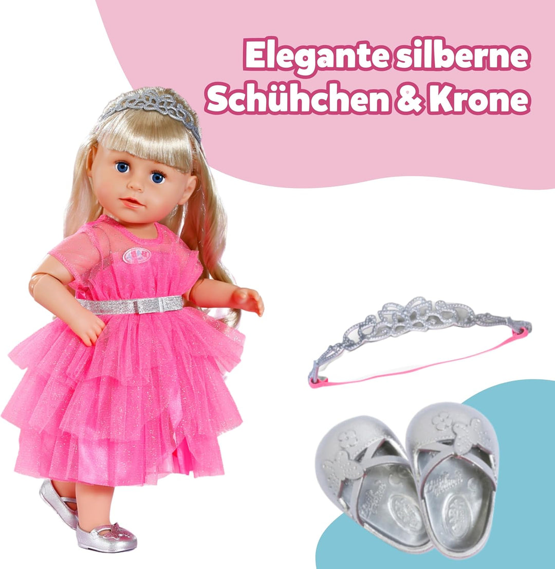 BABY Born Prinzessin-Set - Mit pinkem Puppenkleid aus Tüll, Krone & Glitzerschuhen - Hochwertiges Pu