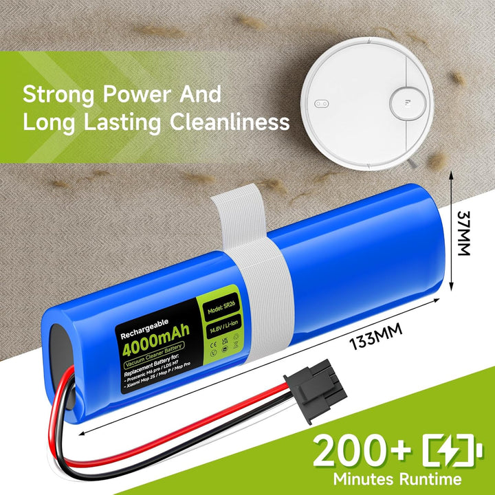 Mspalocell Ersatzakku 4000mAh/14,8V für Proscenic M6 Pro/LDS M7, für Xiaomi Vacuum Mop 2S / Mop P/Mo