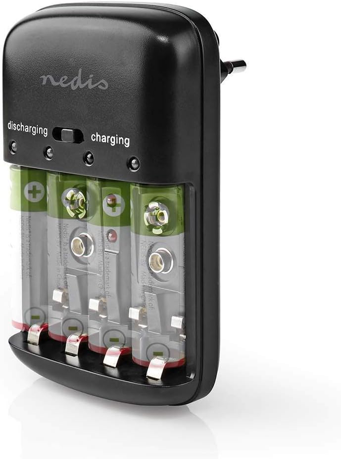 Pilas-Cargador NiMH AA/AAA | 1,2 VDC / 9 VDC | 200,00 mA A | Carga Gradual | Euro/Typ C (CEE 7/16) |