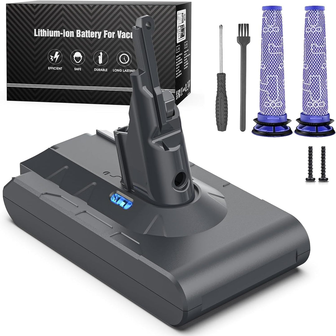 V8 Akku 6500mAh, 21.6V Ersatzakku für Dyson SV10 V8 Absolute Animal Fluffy Animal Exclusive Trigger