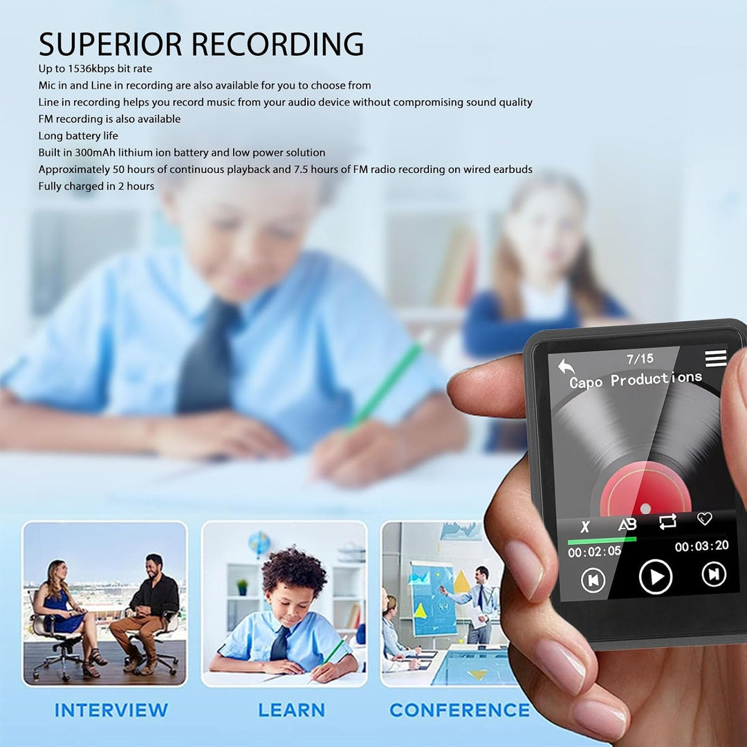 MP3-MP4-Player, MP3-Musik-Player mit 2,4-Zoll-Voll-Touchscreen und Speicher, Klassischer MP3-Player