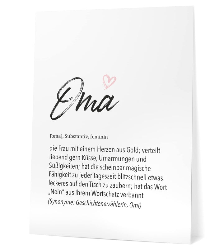 Papierschmiede® Herz Definition: Oma, DIN A1 (ca. 59x84 cm), Poster für Wohnzimmer, Schlafzimmer, Wa