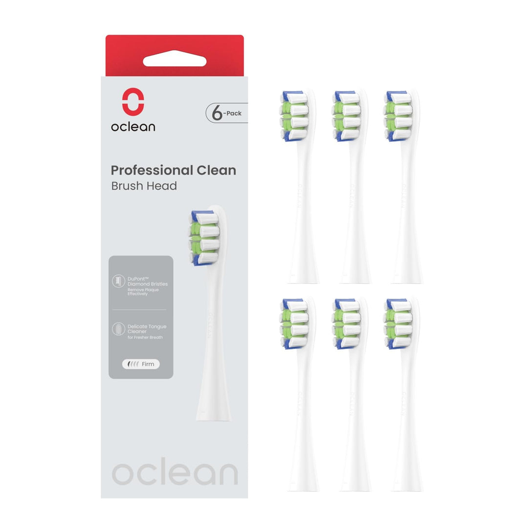 Oclean Bürstenköpfe Professional clean-6 pack, Weiss Zahnbürstenkopf mit DuPont-Borsten für Oclean E