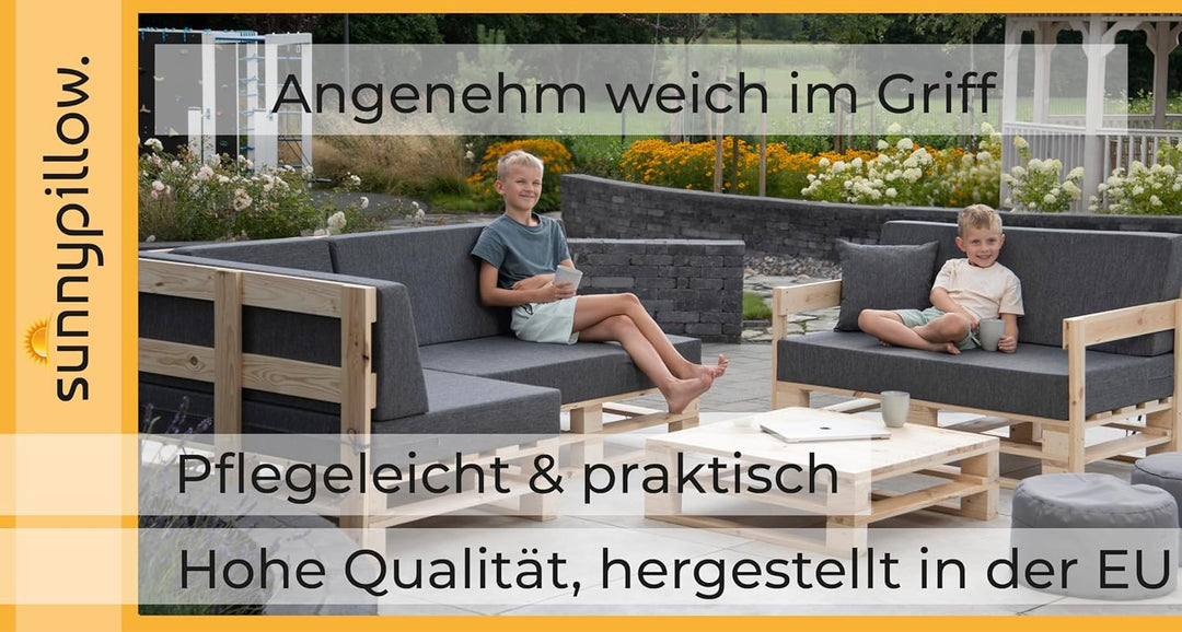 sunnypillow Palettenkissen mit abnehmbarem Bezug Kaltschaum Palettenauflage Palettenpolster Paletten