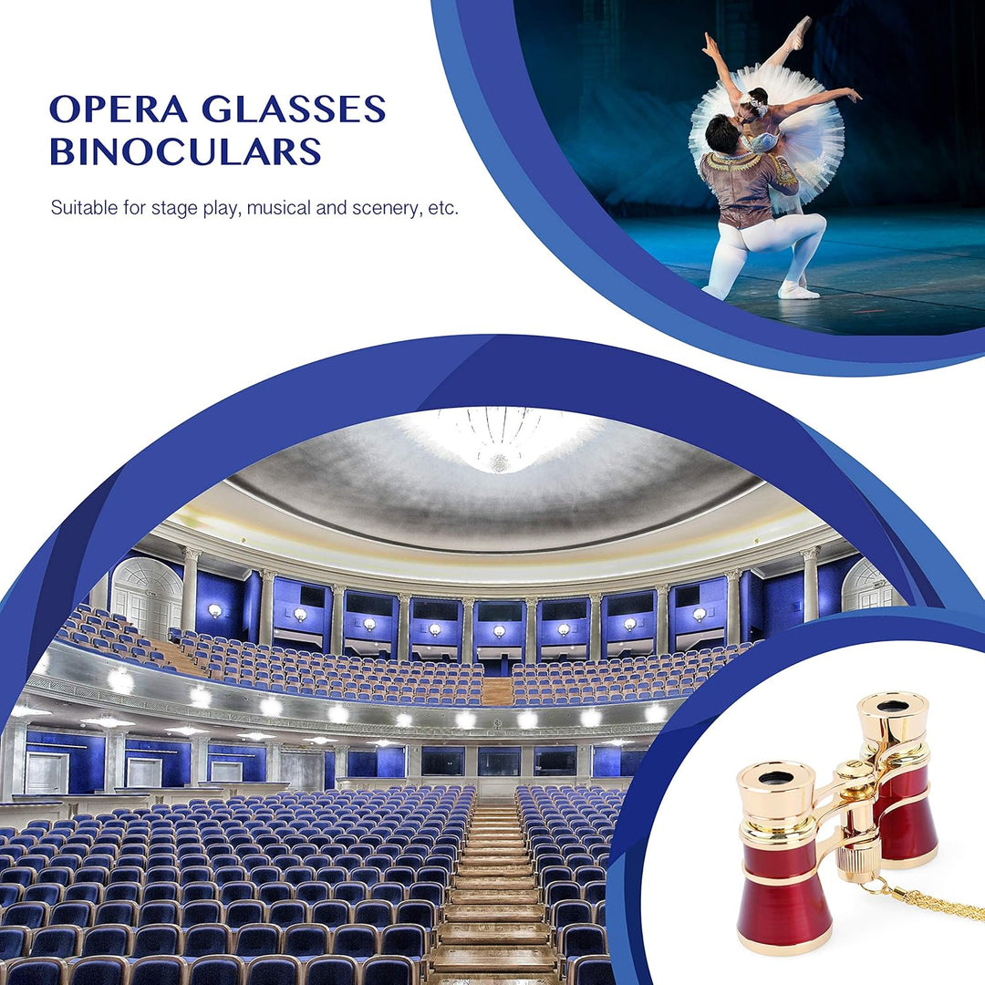 Aomekie Opernglas Theaterglas 3er Vergrösserung Mini Klein Kompakt Feldstecher Fernglas mit Kette fü