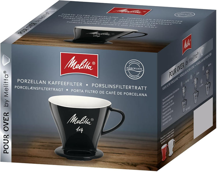 Melitta 1x4 Permamenter Kaffeefilter aus Porzellan, schwarz 1x4 Schwarz, 1x4 Schwarz