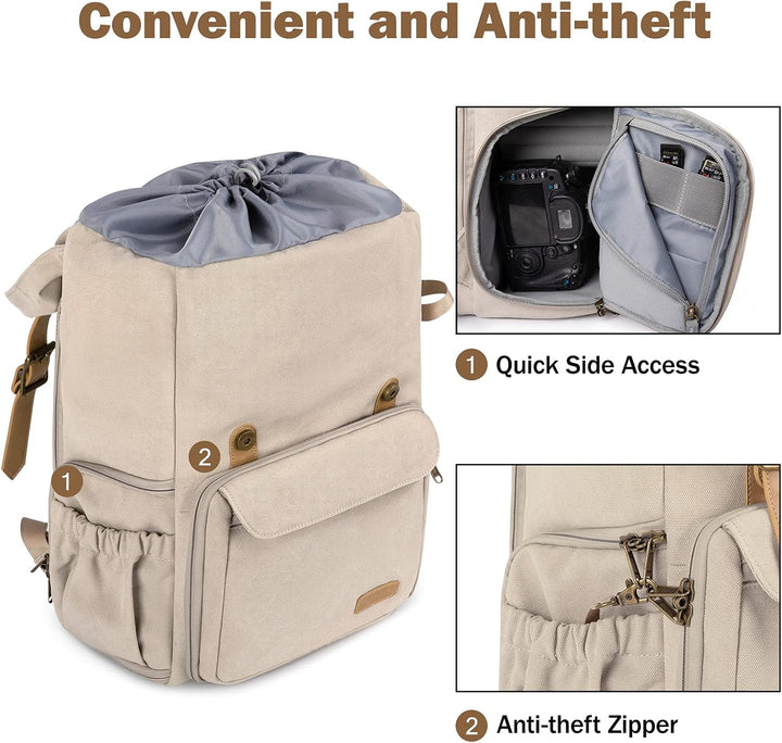 bagsmart Fotorucksack DSLR Kamerarucksack Canvas Diebstahlsicher Wasserabweisend mit Regenschutz 15