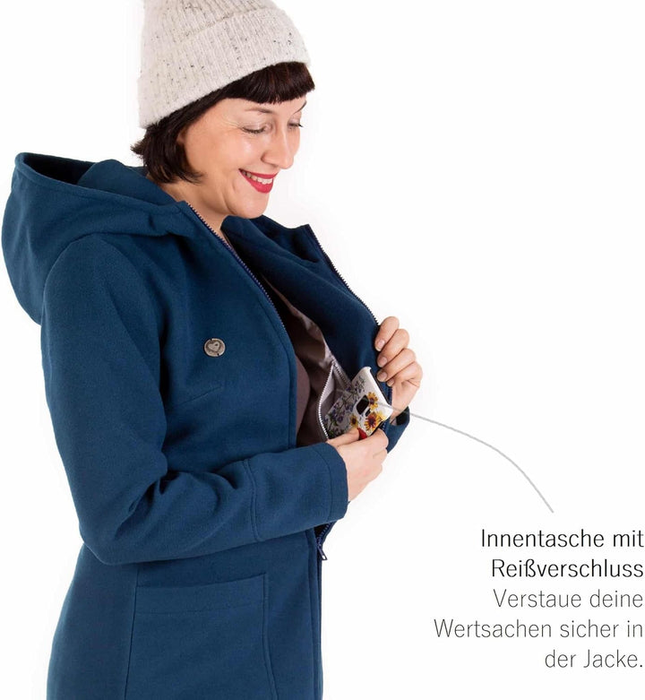 Viva la Mama - schicker Umstands- und Tragemantel für den Winter - VALENTIN L Petrolblau, L Petrolbl