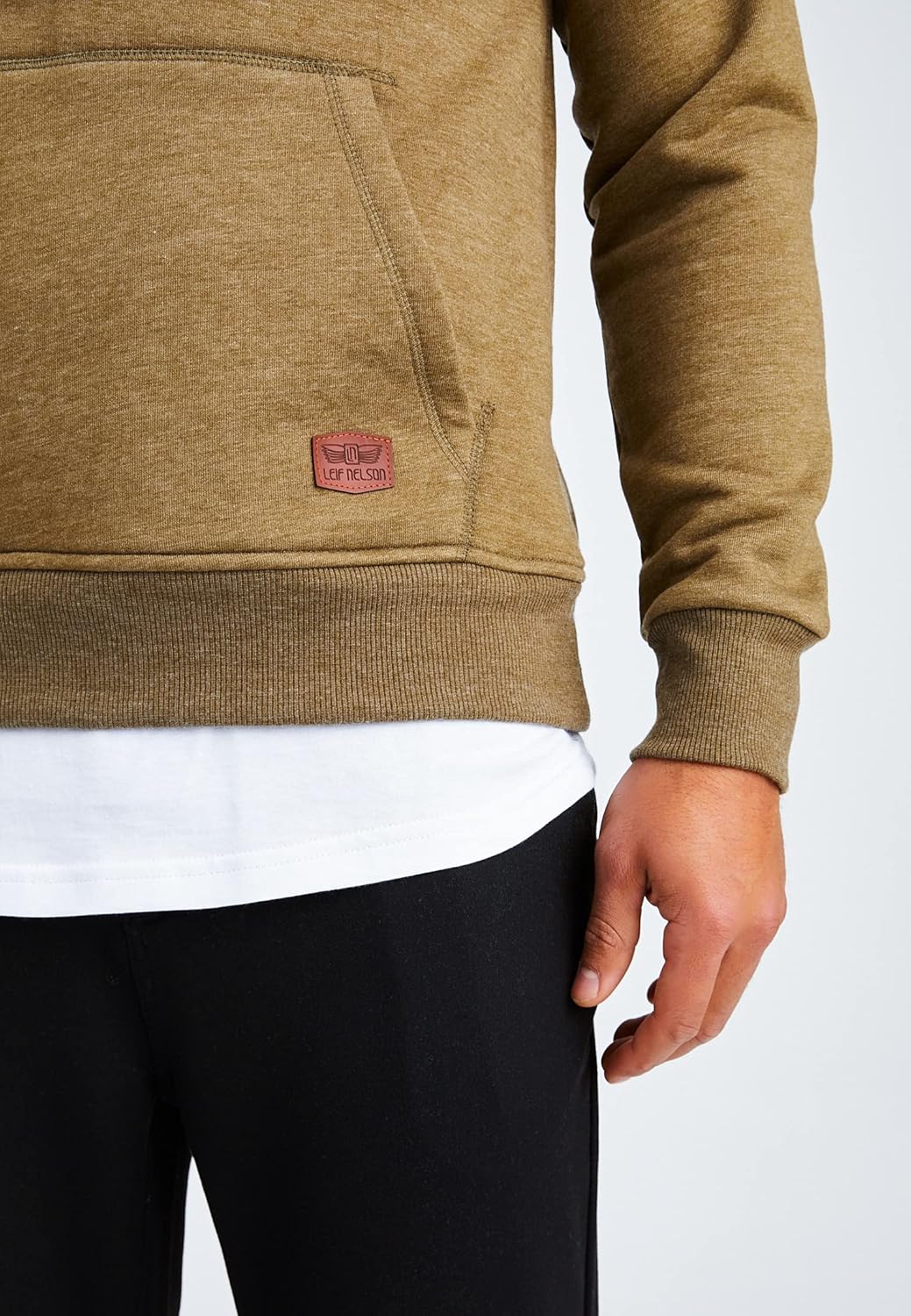 Leif Nelson Herren Pullover Hoodie Kapuzenpullover Longsleeve Basic Sweatshirt Sweater LN8153 S Khak