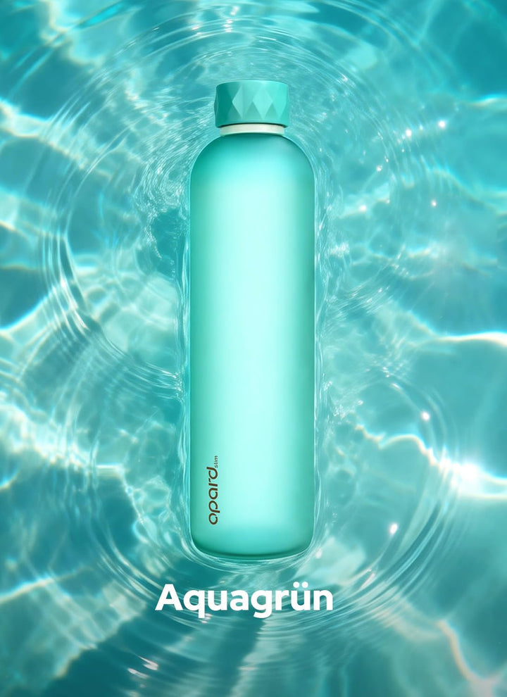 Opard Slim Pro Trinkflasche 1l, Kohlensäuregeeignete Wasserflasche mit facettiertem gummiertem Griff