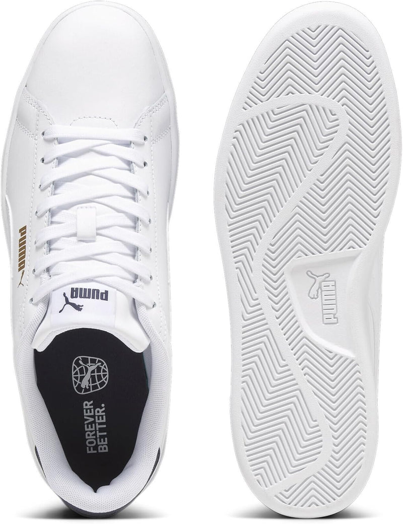 PUMA Unisex Smash 3.0 L Sneaker 39 EU Puma White Puma Navy Puma Gold, 39 EU Puma White Puma Navy Pum