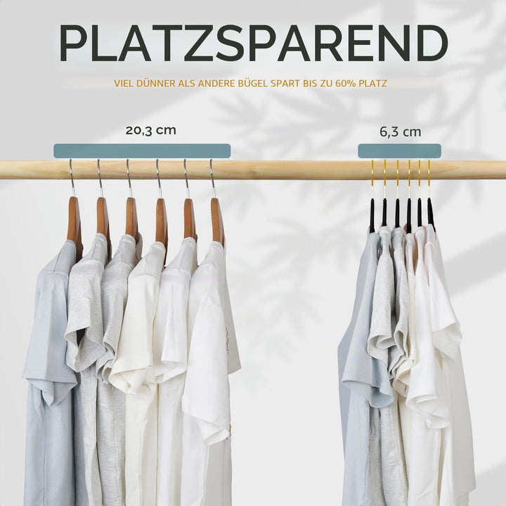 ManGotree Samt-Kleiderbügel mit 360° Drehbarem Goldhaken, rutschfeste Filz-Anzugbügel, Platzsparende