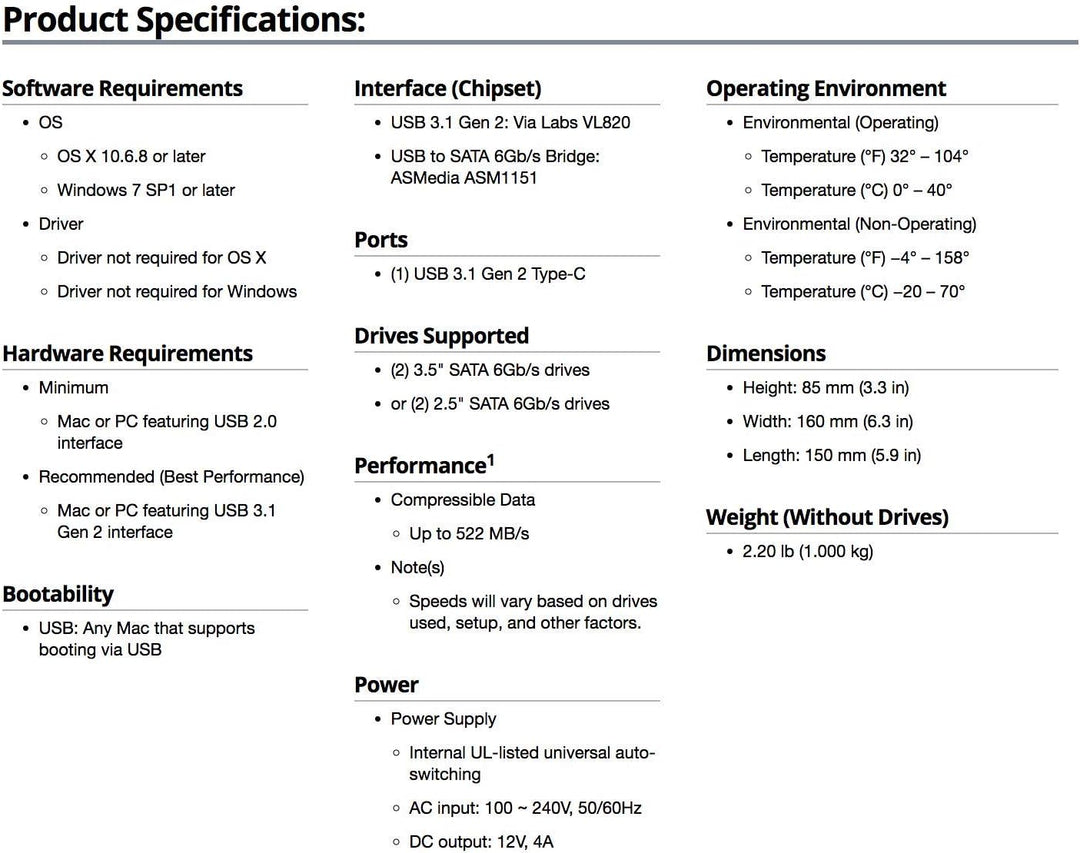 OWC Drive Dock - USB 3.2 (10Gb/s) Dual-Bay Laufwerk Docking-Station für 2,5-Zoll- und 3,5-Zoll-SATA-