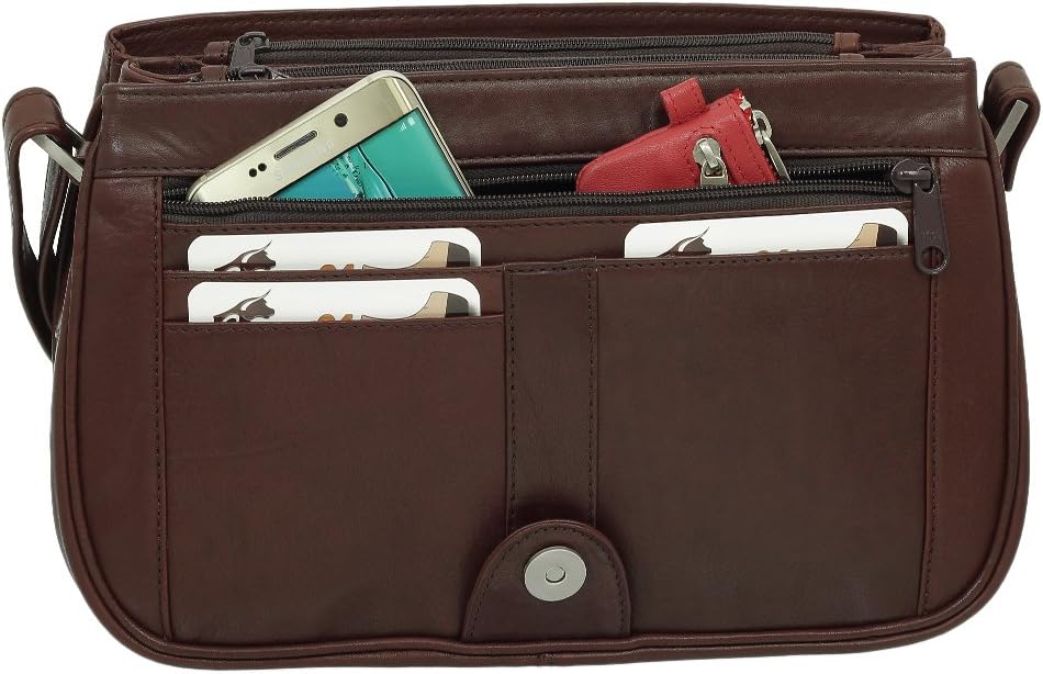 Ledershop24 Leder Damen Umhängetasche Schultertasche Festivaltasche Handtasche Tasche 28 cm vers. Fa