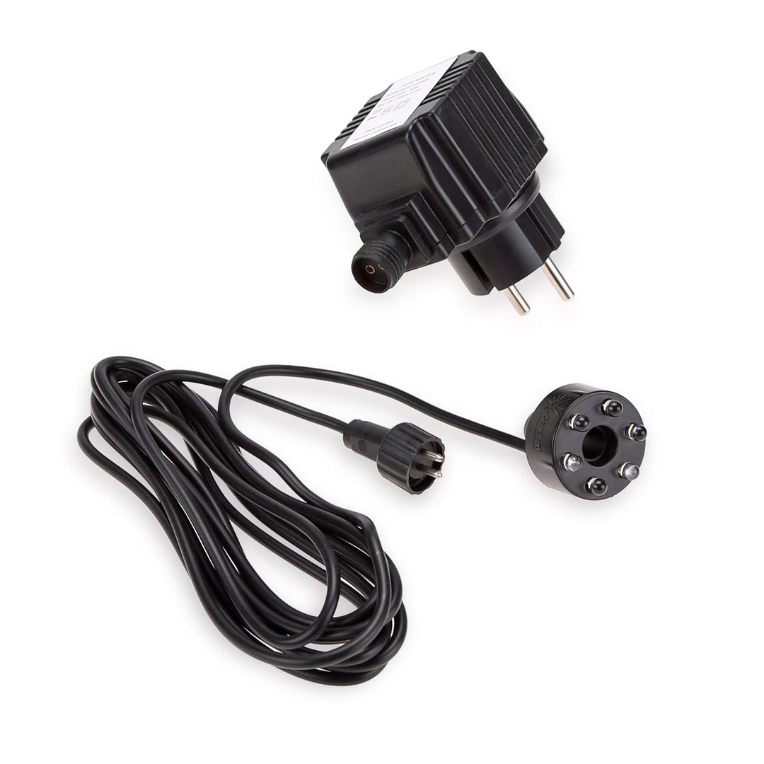 LED Ring Quellsteinbeleuchtung Set weiss für Springbrunnen inkl. 12V Netzteil Trafo Gartenbrunnen