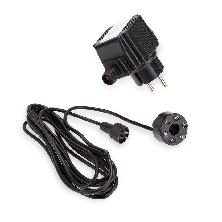 LED Ring Quellsteinbeleuchtung Set weiss für Springbrunnen inkl. 12V Netzteil Trafo Gartenbrunnen