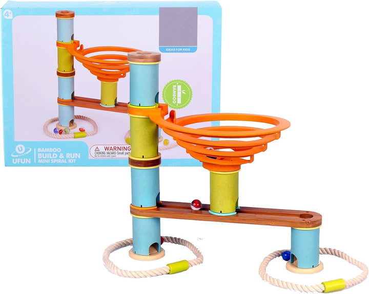 UDEAS Bamboo Kugelbahn Build, Bambus-Zylinder und Murmelbahn, Holz Kugelbahn, Labyrinth für Kinder m