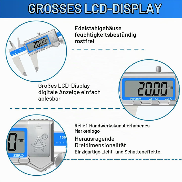 Digital Caliper 6 Inch Measuring Tool Stainless Steel Vernier Caliper Digital Micrometer with Large