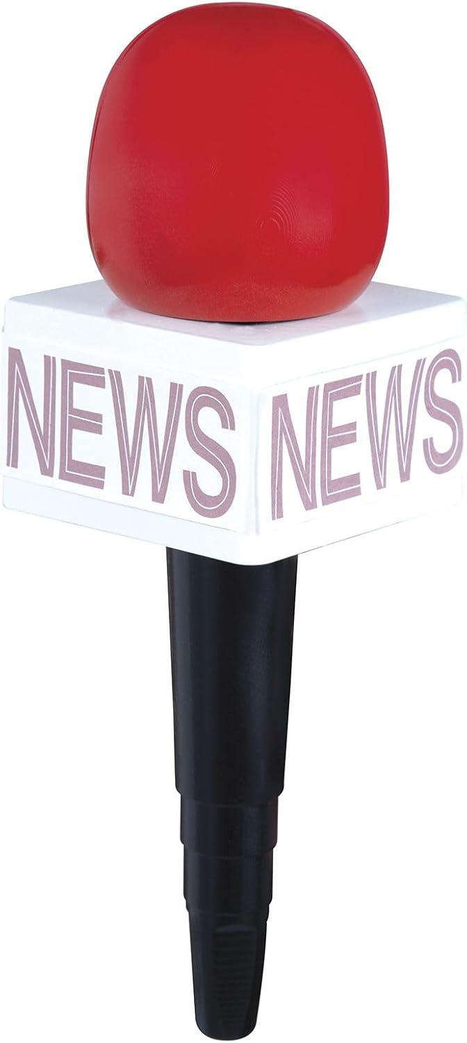 Reporter Mikrofon Rot mit Aufschrift News Kostümzubehör Nachrichtensprecher Mikro