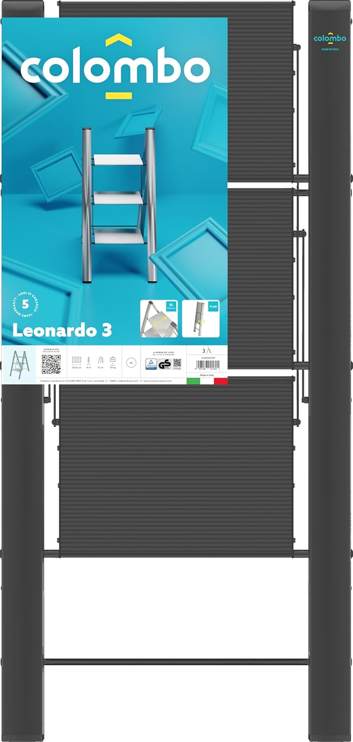 Anodized Aluminium Steps Stool Leonardo 3 Black 3 steps Schwarz, 3 steps Schwarz