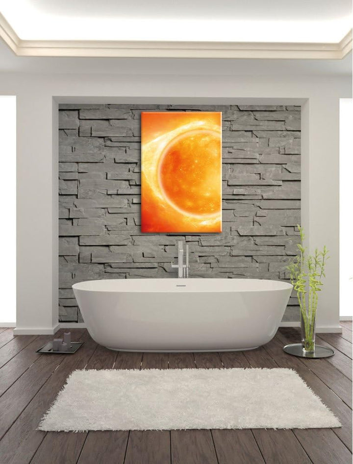 Sonne Feuerball, Format: 100x70 auf Leinwand, XXL riesige Bilder fertig gerahmt mit Keilrahmen, Kuns