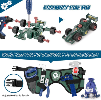 Vanplay Werkzeugkoffer Kinder Werkzeug mit Werkzeugkasten Massband Montage Auto Elektrische Spielzeu