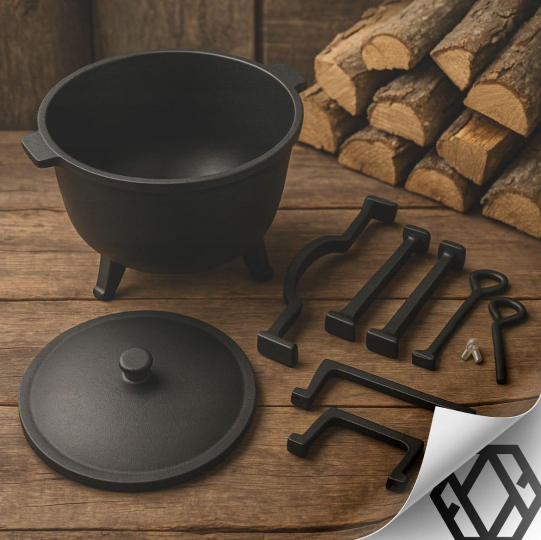 Valle Verde Kessel, Feuertopf, Gulaschkessel, Schmortopf, Jagdkessel, Dutch Oven - Auf 3 Füssen, Mit