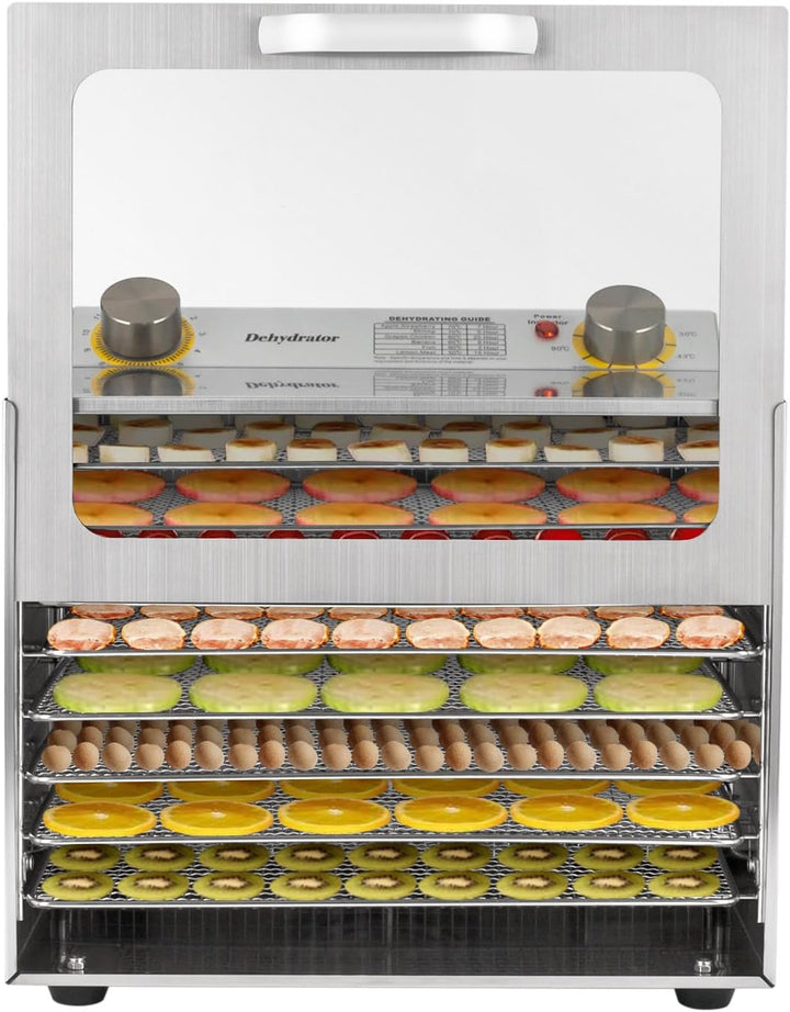 Dörrautomat Edelstahl, 400W Lebensmittel Trocknungsmaschine mit 8 Edelstahlgitter Obsttrockner Gemüs