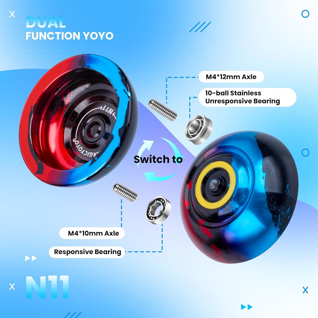MAGICYOYO JoJo mit Leerlauf und Kugellager, Profi Nicht Reagierender Yoyo N11, Responsive Yoyo für K
