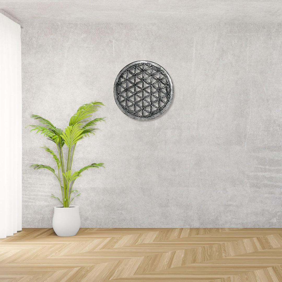 Trintura Blume des Lebens Wanddeko Holz 30cm Dekoratives Wandbild, Lebensblume Deko, Perfekt für Med