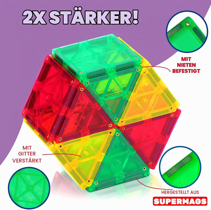 Playmags Magnetischer Baukasten (36 Stück Magnetic Fliesen Gebäude Set)