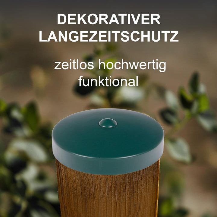 h2i Pfostenkappe | Kunststoff Grün | Ø 101 mm | 5 Stück | Runde Abdeckkappe für Garten Holzpfosten P