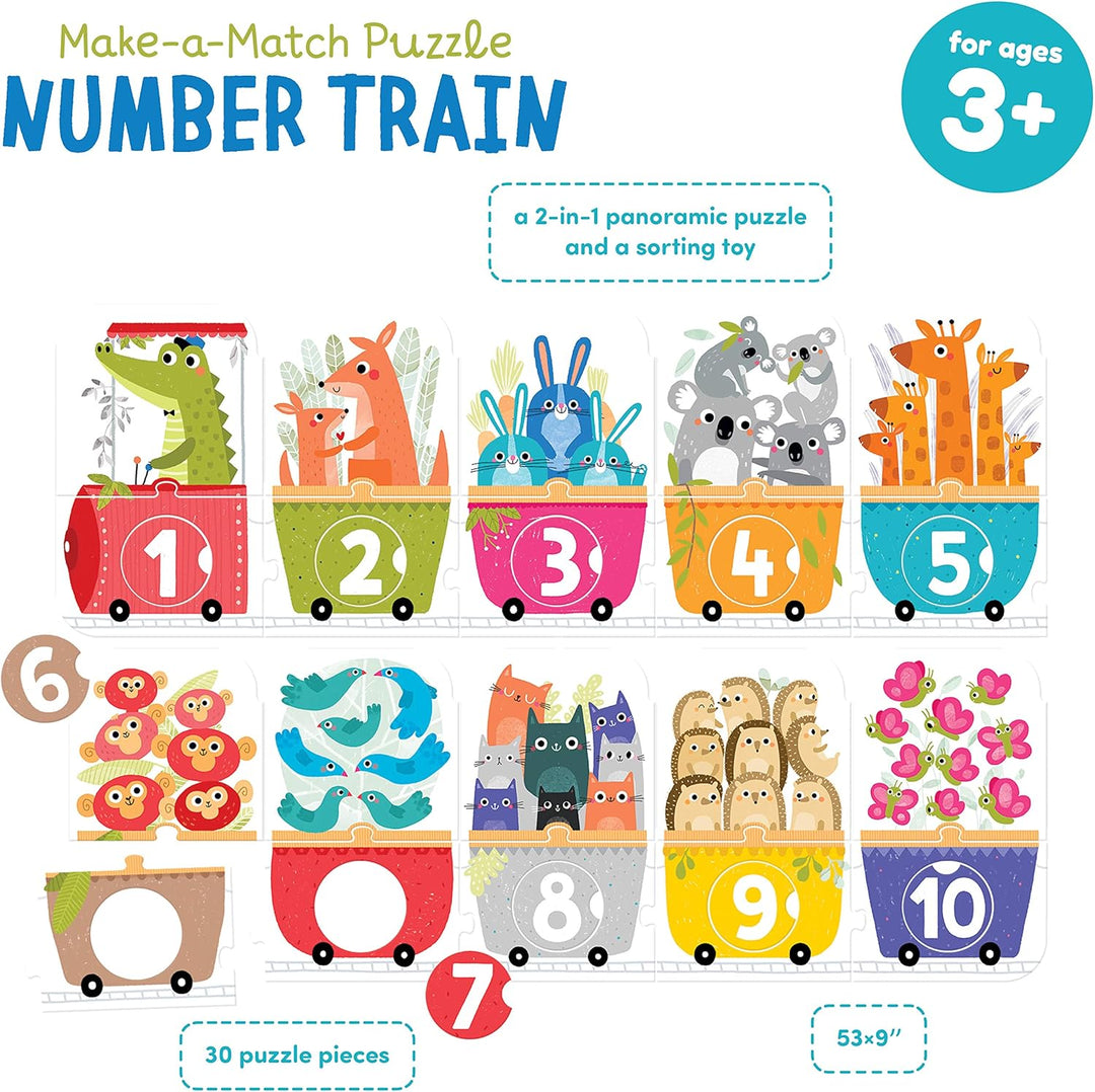 Banana Panda - Make-a-Match Puzzle Number Train - enthält 30 grosse Teile zum Lernen von Zahlen und
