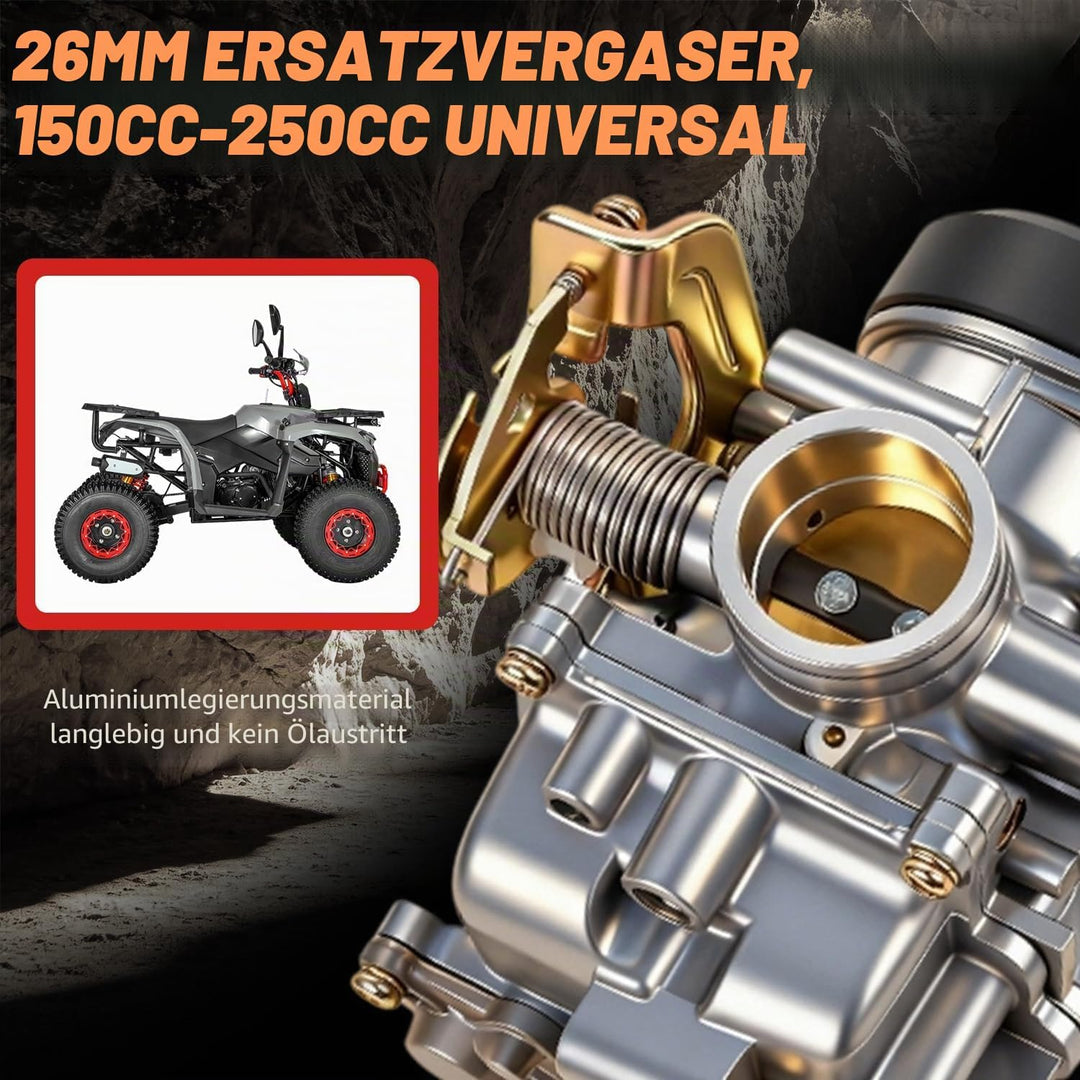 JFG RACING 26 mm CVK26 Vergaser Ersatz für ATV Scooter GY6 150 cc 200 cc 250 cc Motorrad Roller cvk2