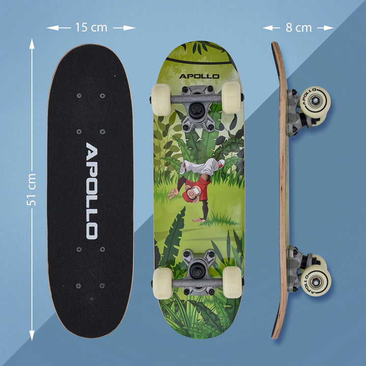Apollo Kinder Skateboard, kleines Komplett Board mit ABEC 3 Kugellagern und Aluminium Achsen, Coole
