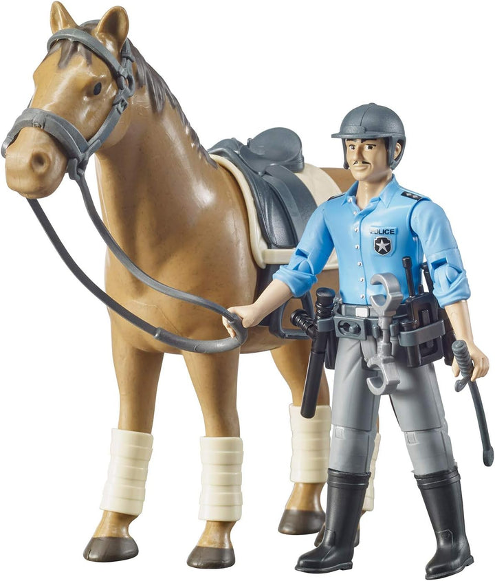 bruder 62507 - Pferd mit Polizisten, Reit- & Polizeiausrüstung - 1:16 Spielzeugfigur, Tier, Polizeis