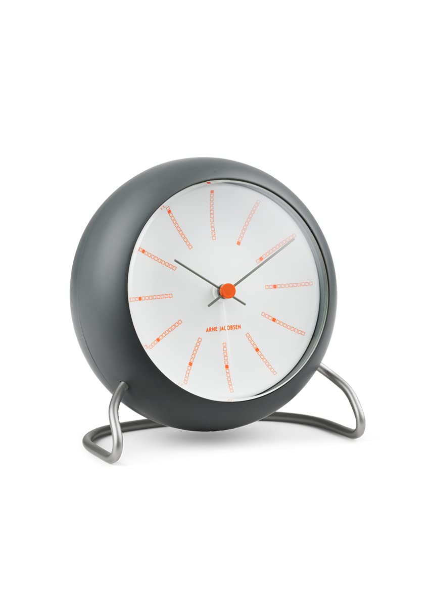 Arne Jacobsen Tischuhr Ø11 cm Bankers Originaldesign Kreative Details, grau, Grau