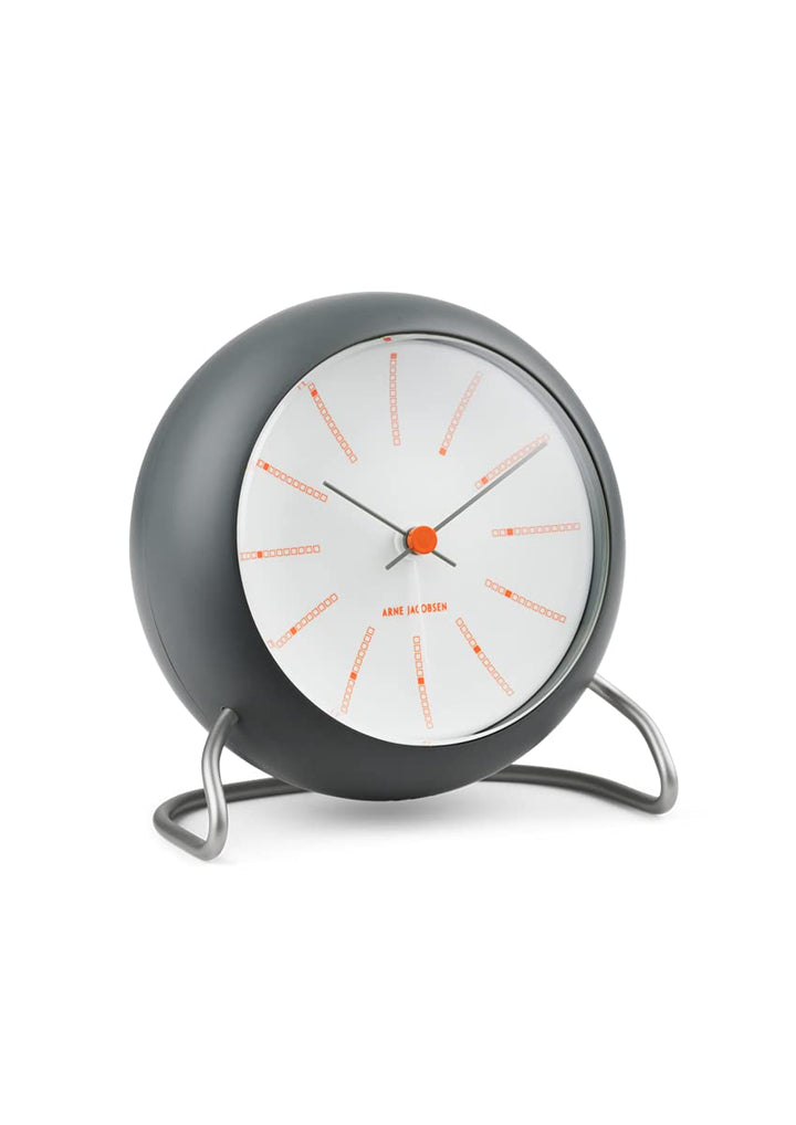Arne Jacobsen Tischuhr Ø11 cm Bankers Originaldesign Kreative Details, grau, Grau